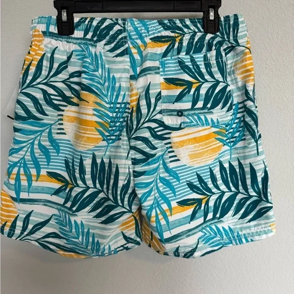 Burnside Men’s Performance Shorts Swimsuit Size L Stretch 5” Inseam Aqua Sunset - Picture 7 of 12